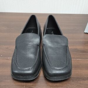 Open Edit Size 7 Black Faux Leather Slip On Loafers